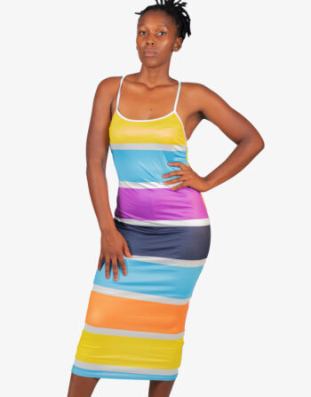 Striped Rainbow Midi Dress