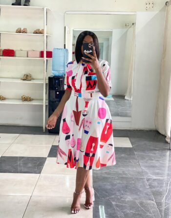African Cartoon Print Dress