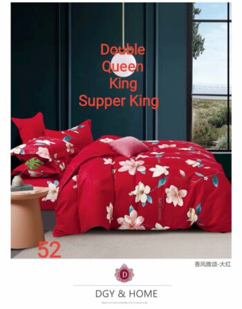 6pcs Red Floral Bedding
