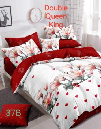 6 Piece White & Red Duvet Cover Sets