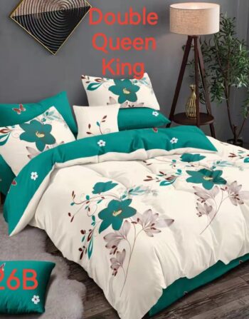 6 Piece White & Green Duvet Cover Sets