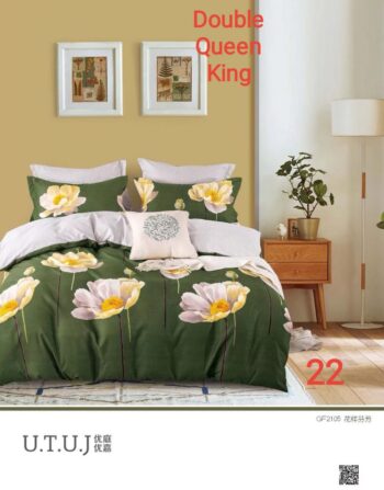6pcs Dark Green flower Bedding