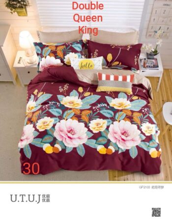 6pcs Maroon flower Bedding