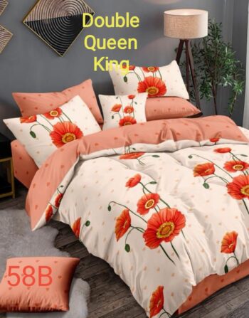 6pcs Orange & White Roses Bedding